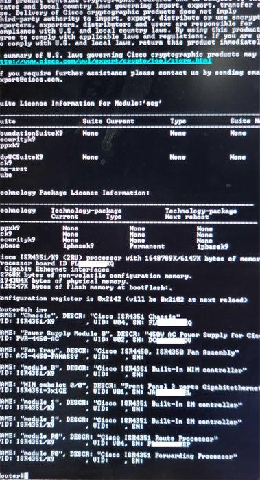 CISCO ISR4351/K9 3-PORT Gigabit INTEGRATED ROUTER **NOT AFFECTED** _