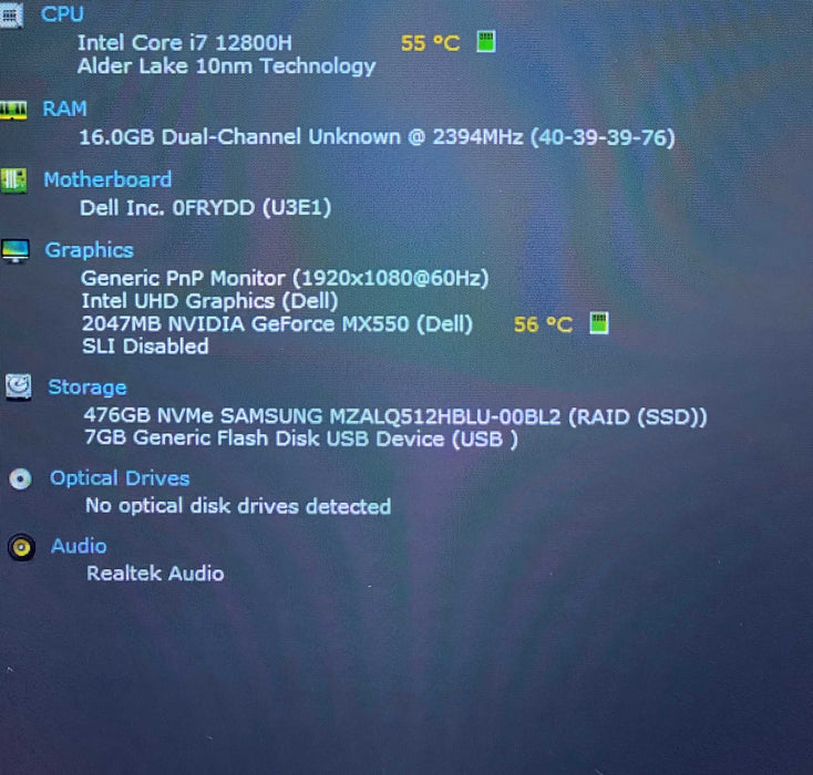 Dell Latitude 5531 i7-12800H GeForce MX550 2GB GPU 16GB RAM 512GB SSD READ!  Lap200