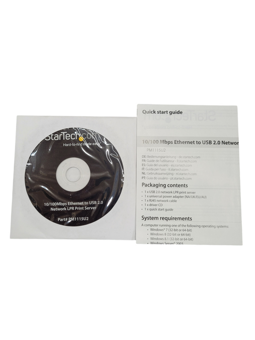 StarTech PM1115U2 10/100 Mbps Ethernet to USB 2.0 Network LPR Print Server