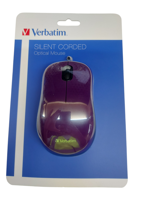 Lot 2x - Verbatim Silent Corded Optical Mouse - Indigo