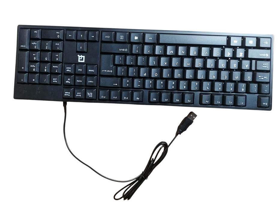 QR 70 Wired Keyboard & USB Optical Mouse with USB Adapter