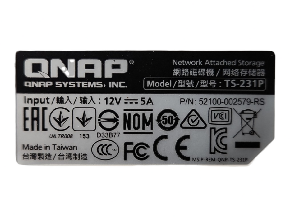 QNAP TS-231P, 2-Bay Network Attached Storage NAS 1GB RAM w/ 2x 4TB HDD