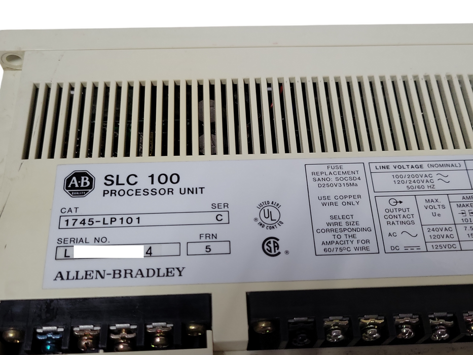 Allen Bradley SLC 100 Programable Controller 1745-LP101, READ _