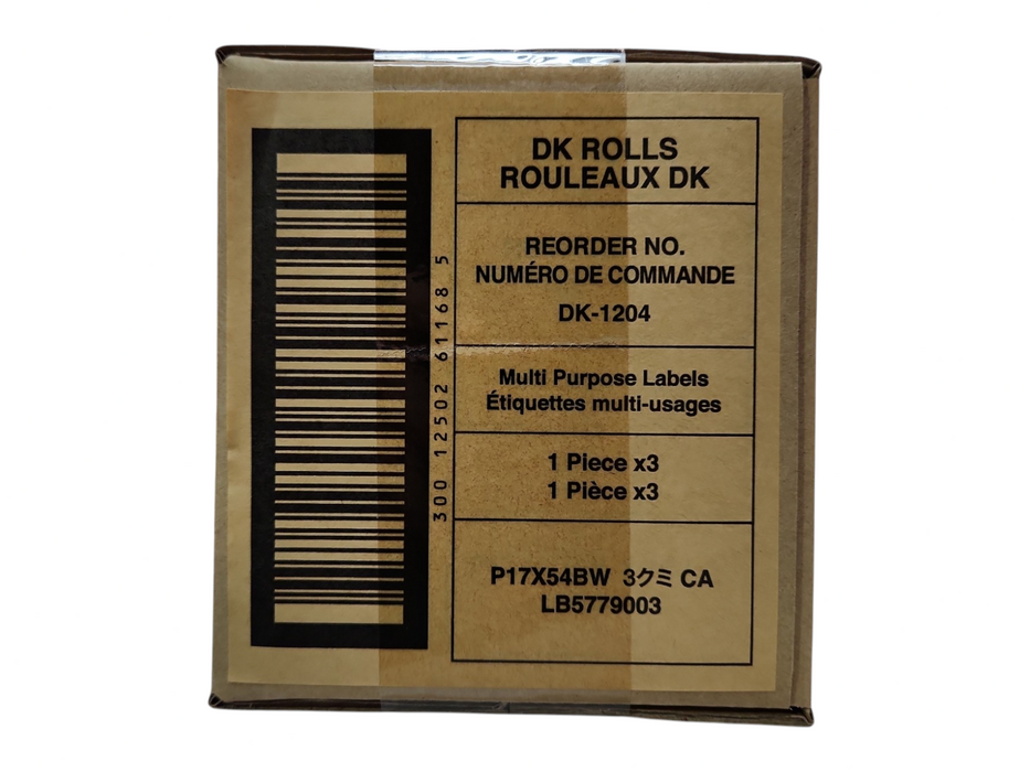 Lot of 3x Brother DK1204 Die-Cut Multi-Purpose Paper Labels Q