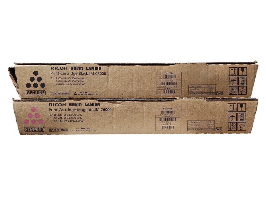 Ricoh Savin Lanier IM C6000 Magenta & Black Print Cartridge, 842281&842279