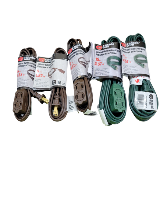 LOT of 5x Indoor Extension Cord 6ft - 3 outlet - 16 Gauge