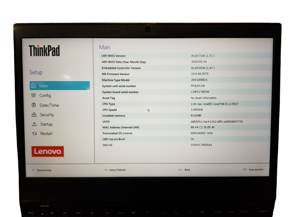Lenovo ThinkPad L14 Gen 2 Core i5-1135G7 @2.40GHz, 8GB RAM DDR4, 256GB NVMe  Lap200