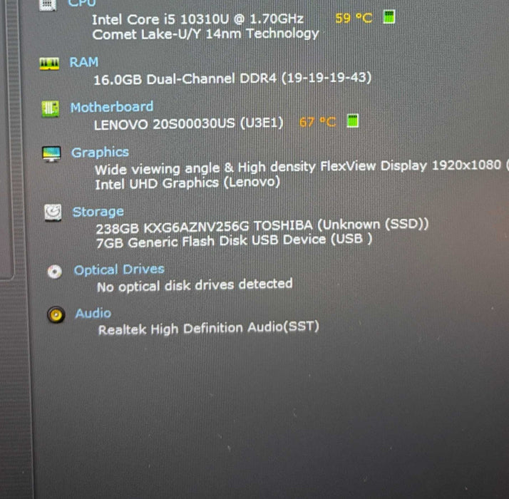 Lenovo ThinkPad T14 Gen 1 Core i5-102310U@1.7GHz 16GB RAM 256GB SSD   Lap200