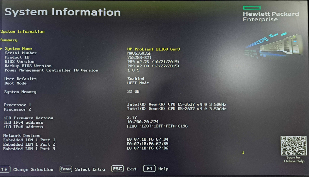 HP DL360 Gen9 8x 2.5"| 2x Xeon E5-2637 v4 @3.5GHz, 32GB DDR4, 1x PSU, No RAID