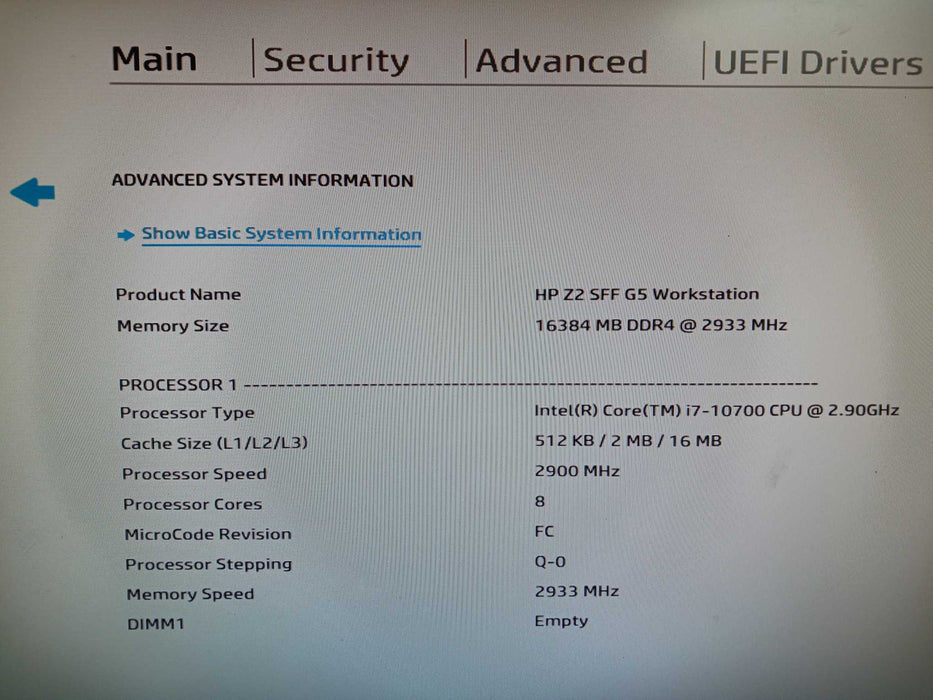 HP Z2 SFF G5 Workstation PC Core i7-10700 2.9GHz 16GB No HDD