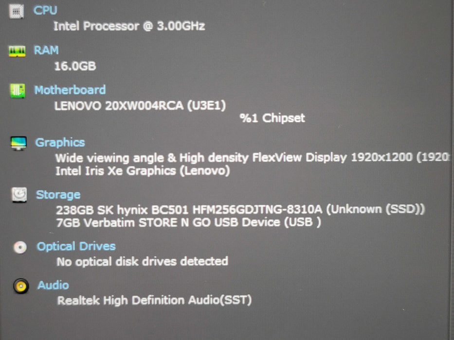 Lenovo ThinkPad X1 Carbon Gen 9 i7-1185G7 16GB RAM 256GB NVMe β Lap200
