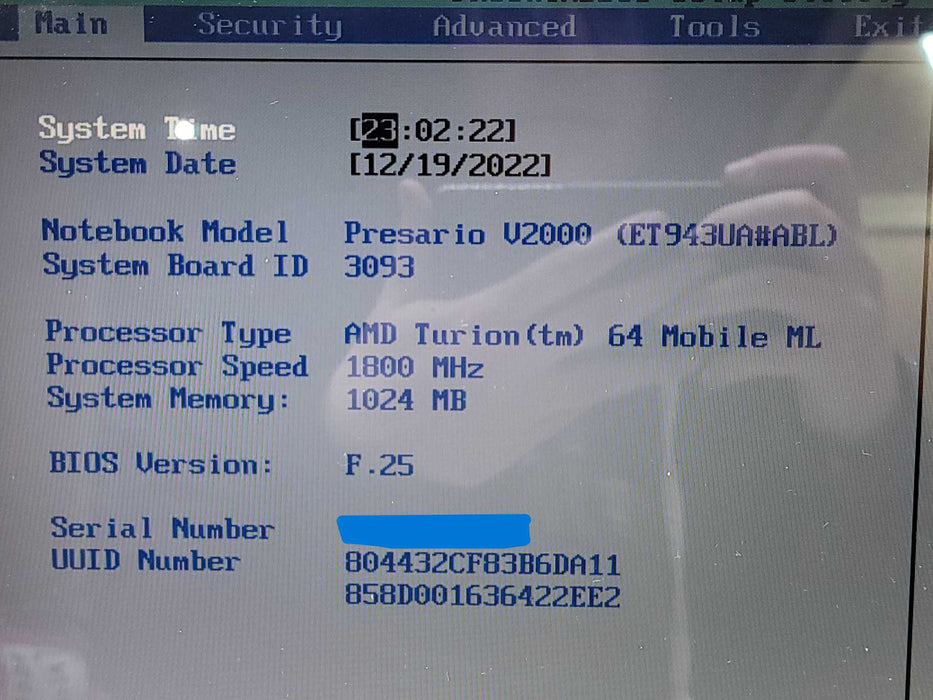 Compaq Presario V2000| AMD Turion 64| 1GB DDR | NO HDD  β