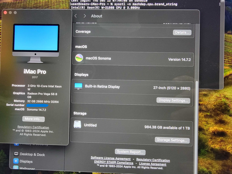 iMac Pro 2017, 27" 10-Core Xeon W-2150B 3.0 GHz, 32GB RAM, 1TB SSD READ _