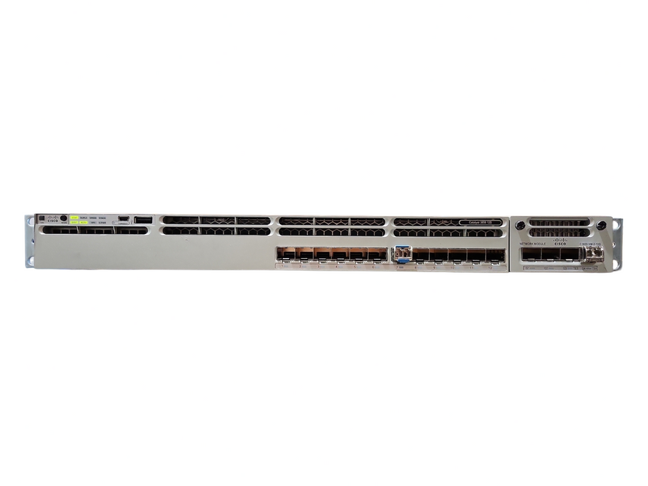 Cisco WS-C3850-12S-S v02 FIBER Switch w/ C3850-NM-2-10G Module & 1x PSU
