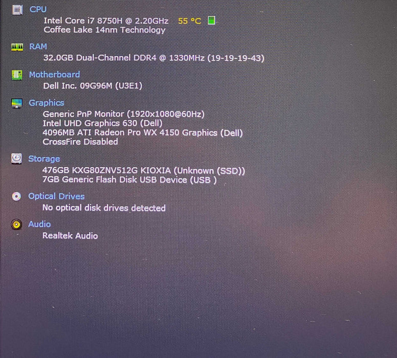 Dell Precision 7730 i7-8750H Radeon Pro WX4150 4GB GPU 32GB RAM 512GB SSD  Lap200