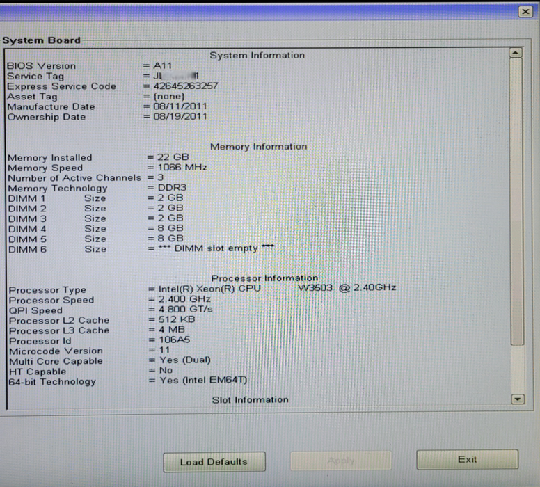 Dell Precision T3500 | Xeon W3503 @2.40GHz 22GB DDR3 | NO HDD