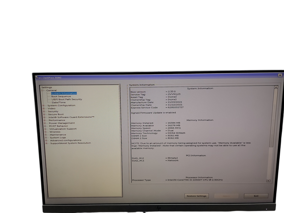 Dell OptiPlex 3080 Micro i5 - 10500T @ 2.30GHz 16GB DDR4 Ram Qθ