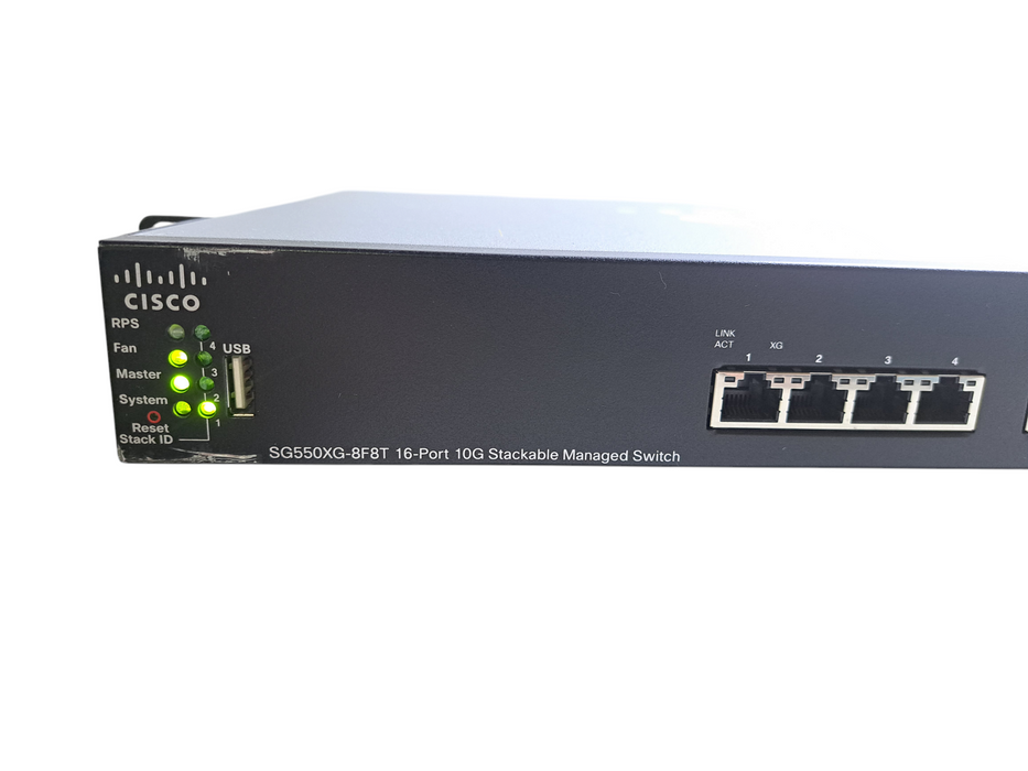 Cisco SG550XG-8F8T-K9 V02 | 16-Port 10-Gigabit Stackable Managed Switch )