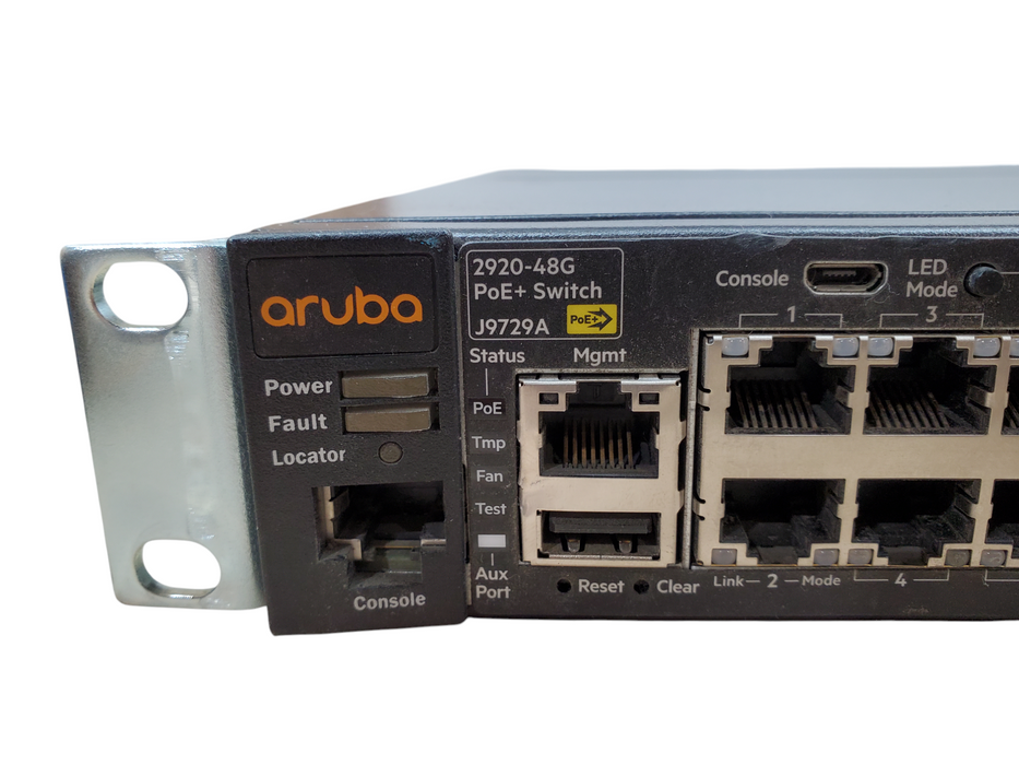 Aruba J9729A 2920-48G-POE+ Switch w/ J9733A Stacking Module, 1x PSU