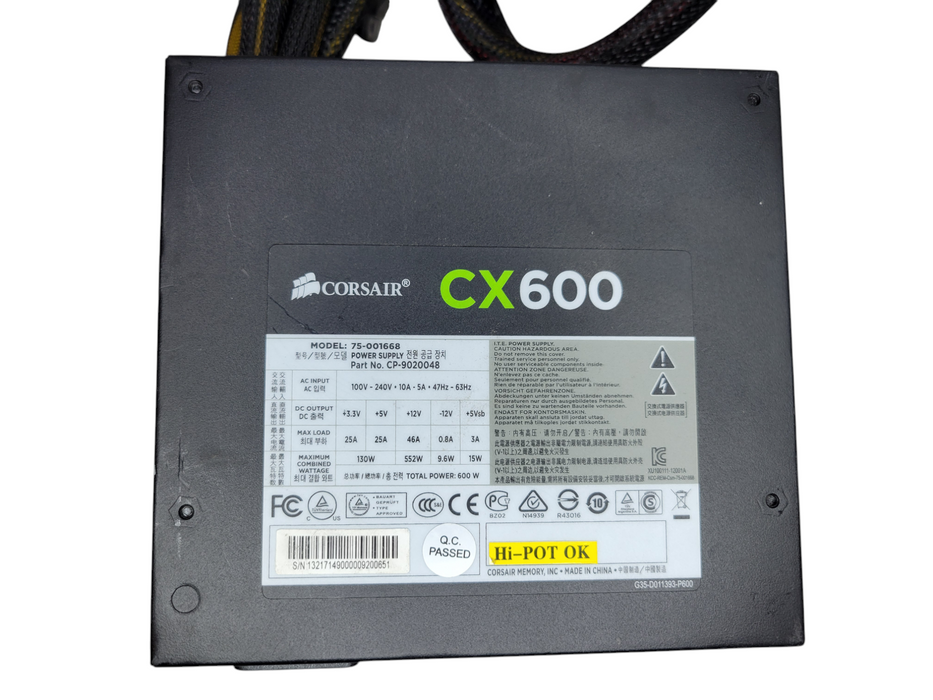 CORASAIR 600W Non-Modular ATX PSU (CX600) %