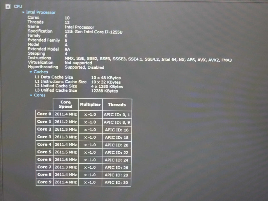 Dell Precision 3570 i7-1255U 16GB RAM NVIDIA T550 256GB NVME READ β Lap200