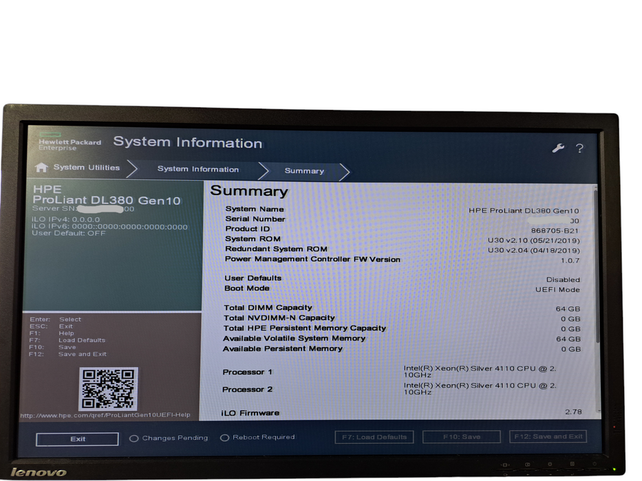 HP DL380 Gen10 2U 12x 3.5"| 2x Xeon Silver 4110 @ 2.1GHz, 64GB DDR4, No RAID