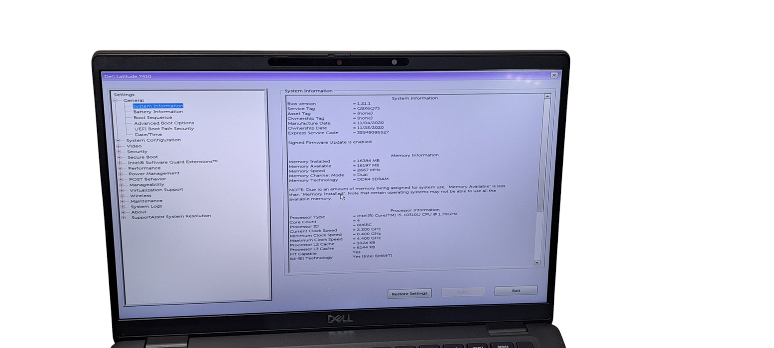 Dell Latitude 7410 i5-10310U|16GB DDR4 RAM|256GB NVMe|W/AC|READ  Lap200