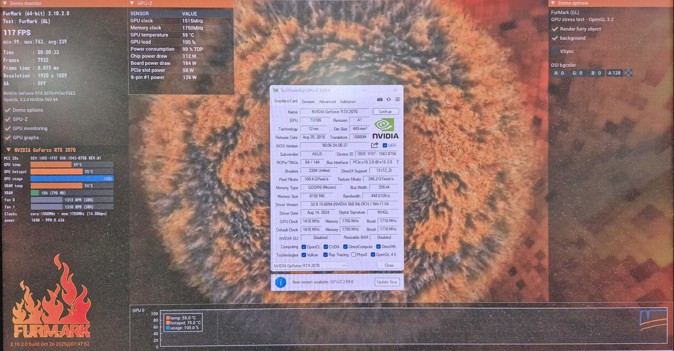 ASUS NVIDIA GeForce RTX 2070 8GB GDDR6 Graphics Card