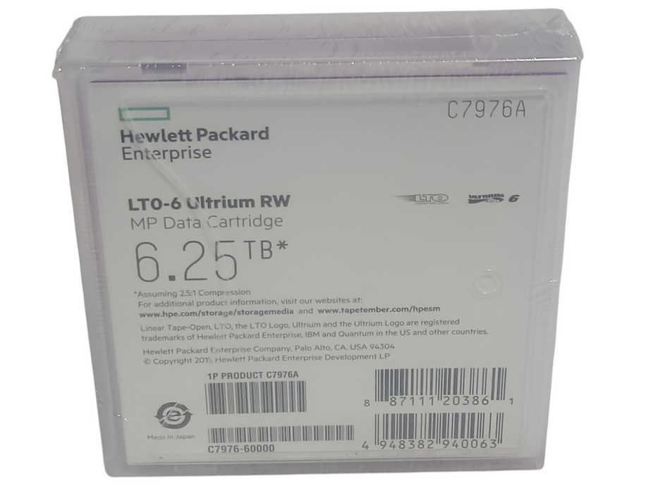 New HPE LTO-6 Ultrium RW MP data Cartridge 6.25TB C7976A Q_