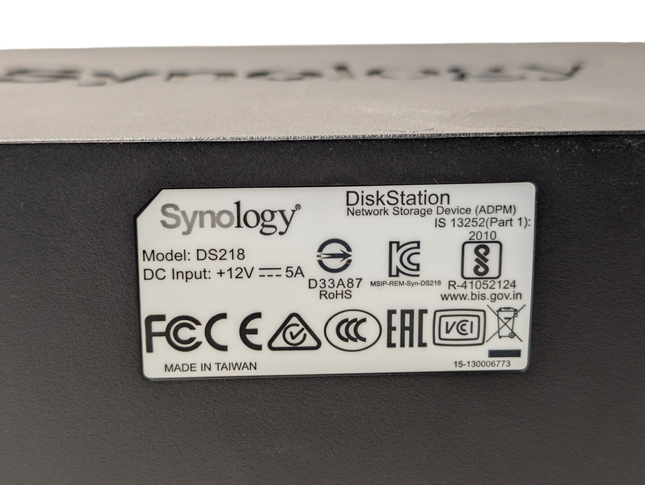 Synology DiskStation DS218 Network Storage NAS 2 Bay  -