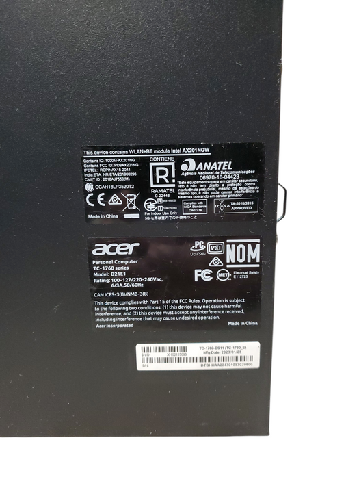 Acer Aspire TC-1760 Tower, i5-12400, 8GB DDR4, No HDD, No OS