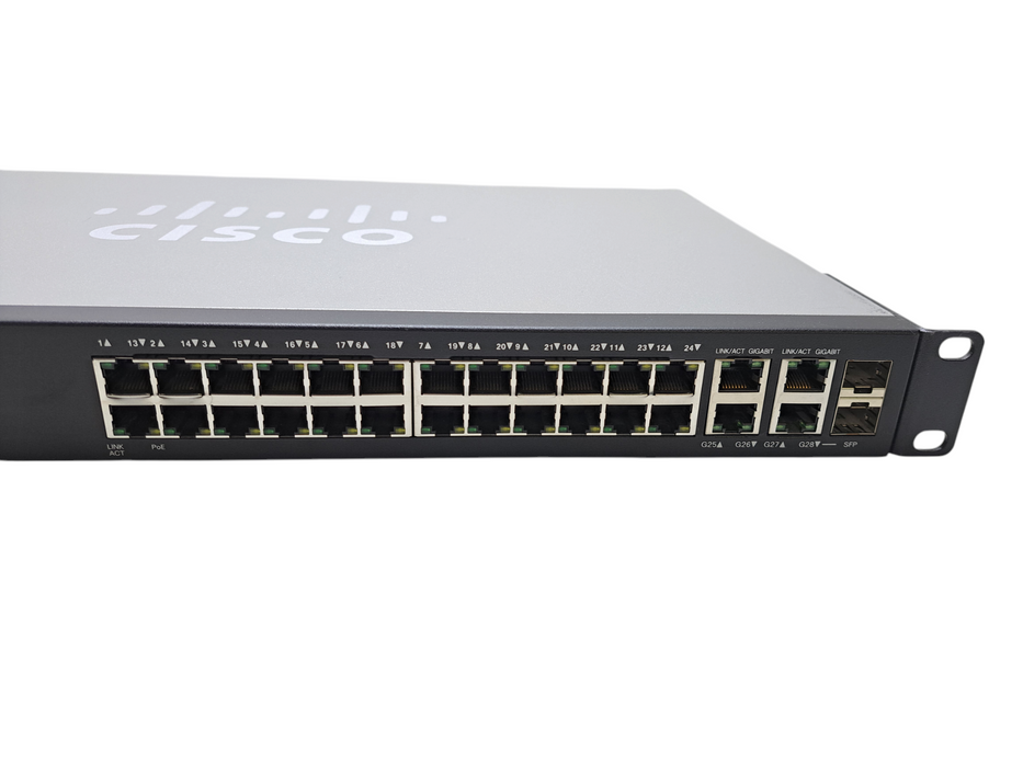 Cisco SG300-28PP-K9 V04 | 28-Port Gigabit PoE+ Managed Switch w/ 2x SFP Q)