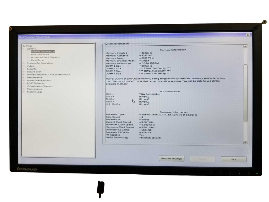 Dell Precision Tower 3620, Xeon E3-1270 v5, 8GB DDR4, Quadro M2000, NoHDD