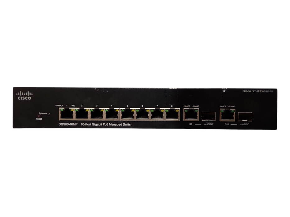 Cisco SG300-10MP, 10-Port Gigabit PoE+ Managed Switch