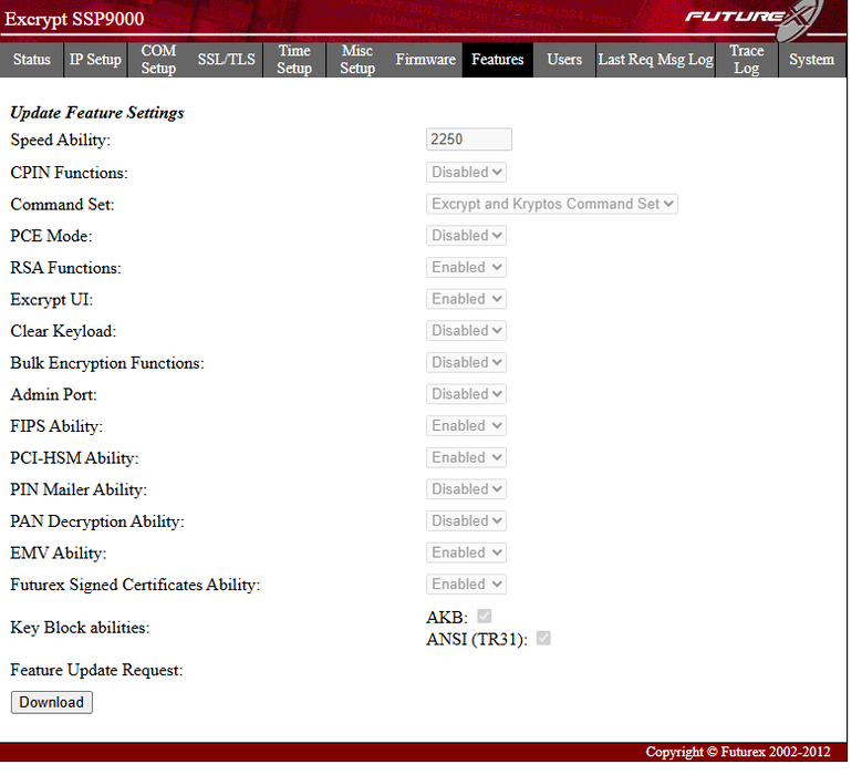 Futurex Excrypt SSP9000 HSM 1U w/ Licensed Features (RSA, AKB, TR31) TESTED )
