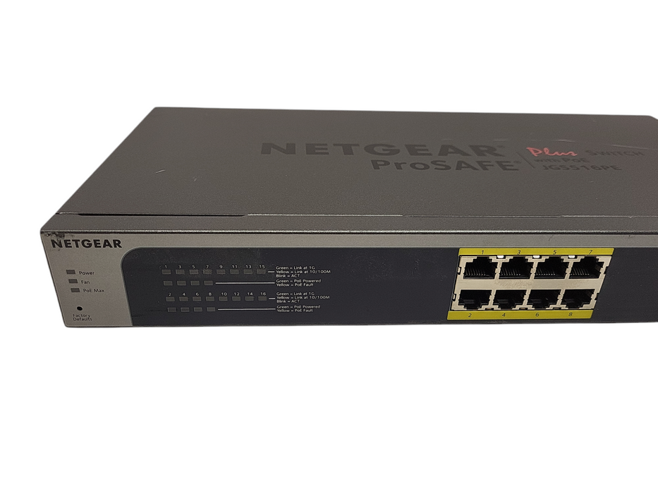 Netgear JGS516PE ProSafe Plus 16-Port PoE Gigabit Ethernet Network Switch $