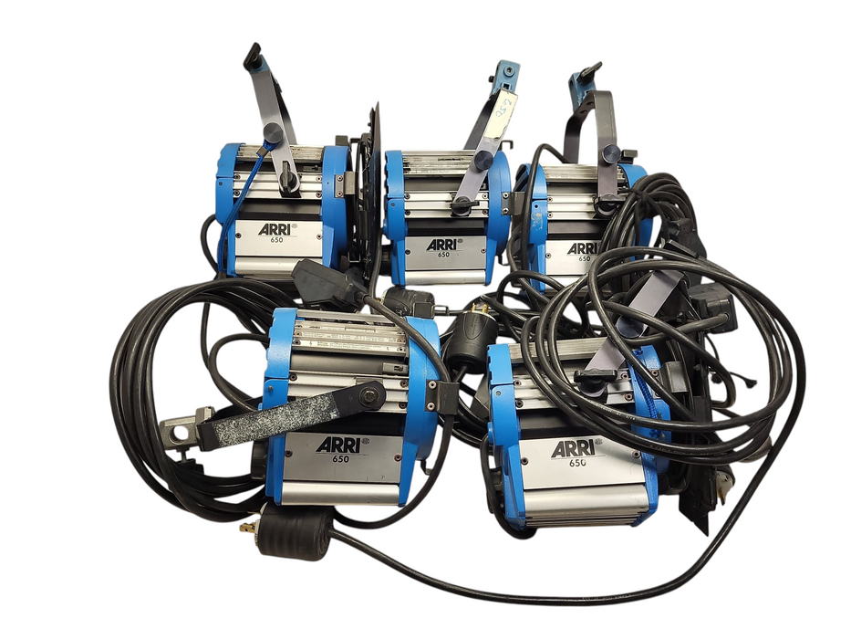 Lot of 5x ARRI 650W Plus Tungsten Fresnel (120-240 VAC) Light READ $