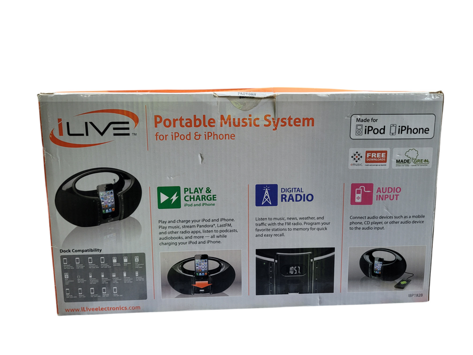ILIVE Bluetooth Fm Boombox Radio 047323683008