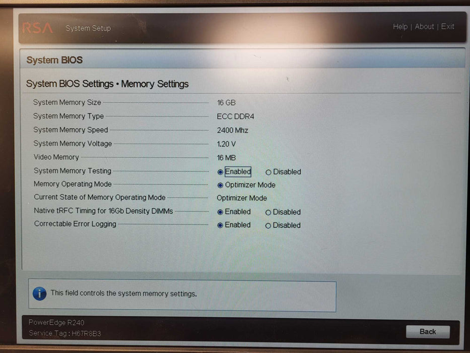Dell/RSA PE R240 1U 4x3.5" Xeon E-2124 3.30GHz 16GB DDR4 PERC H330 1x PSU $
