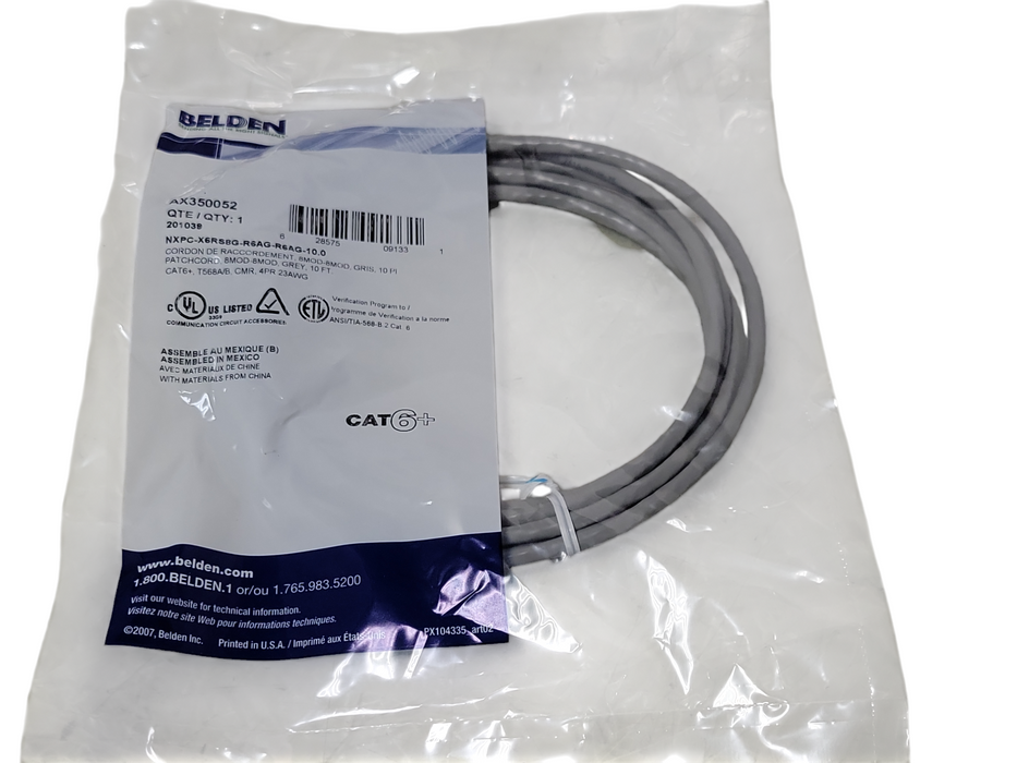 New Belden AX350052 CAT6+ 10ft Patch Cord Q_