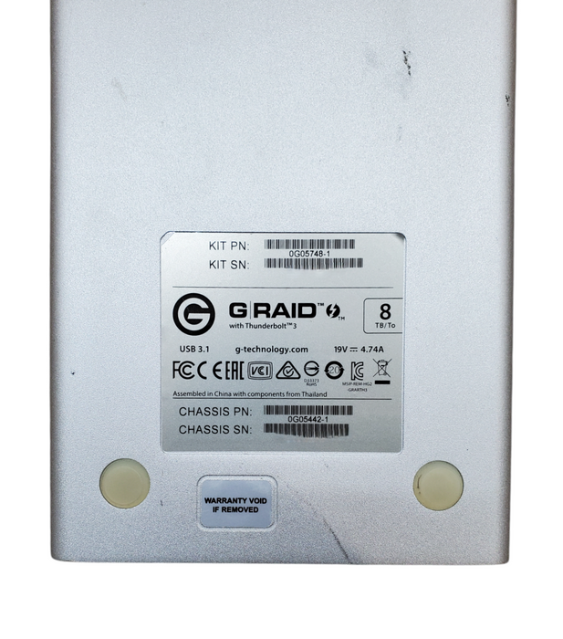 G-Technology G-RAID 2 Bay Thunderbolt 3 RAID Array 0G05748-1 No HDD *READ*
