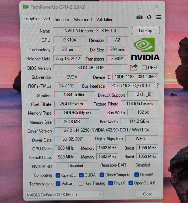 EVGA GeForce GTX 660 Ti 2GB GDDR5 Graphics Card | DP HDMI DVI