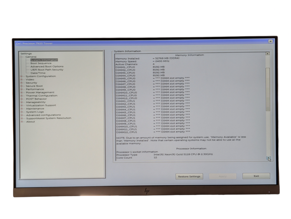 DELL Precision 7920 1x Intel Xeon Gold 5118 32GB RAM -