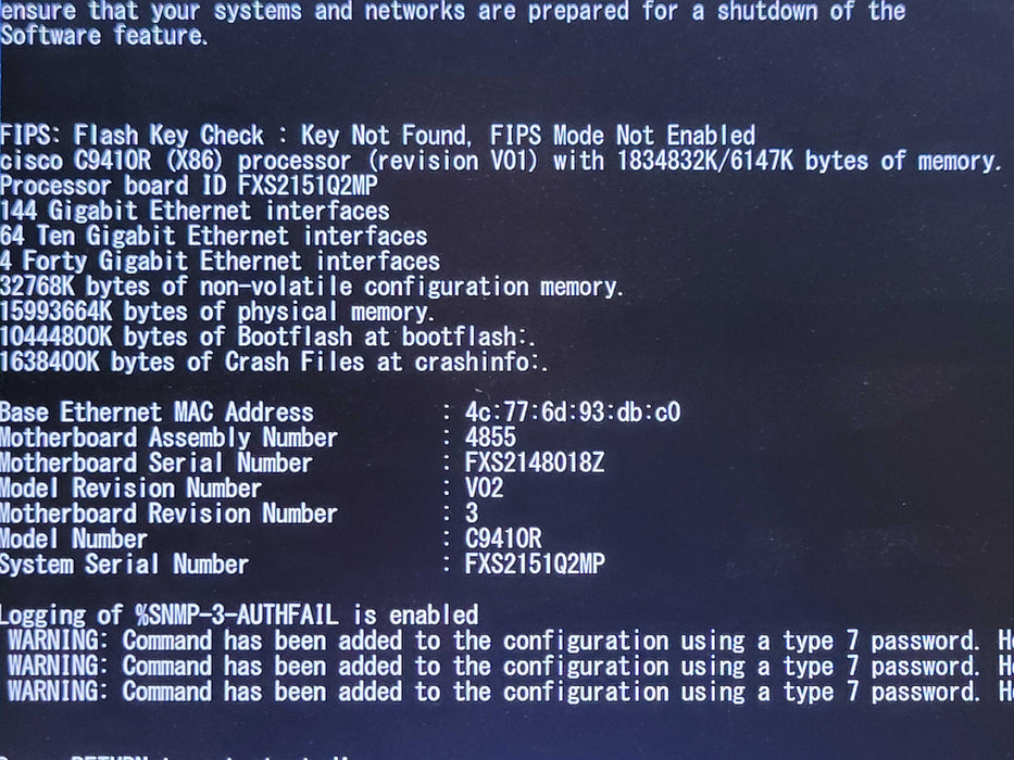 Cisco Catalyst C9410R 1x C9400-SUP-1, 2x C9400-LC-48UX, 2x C9400-LC-48U _