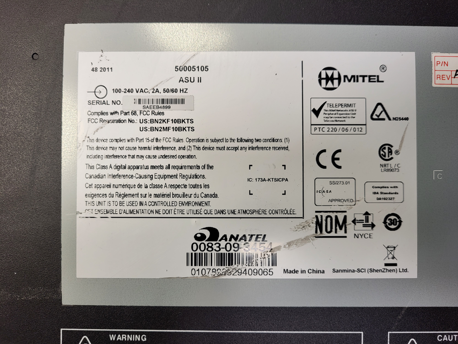 Mitel ASU II 50005105 Analog Service Unit w/ 2x 50005731 24 PORT ONS CARD Q$