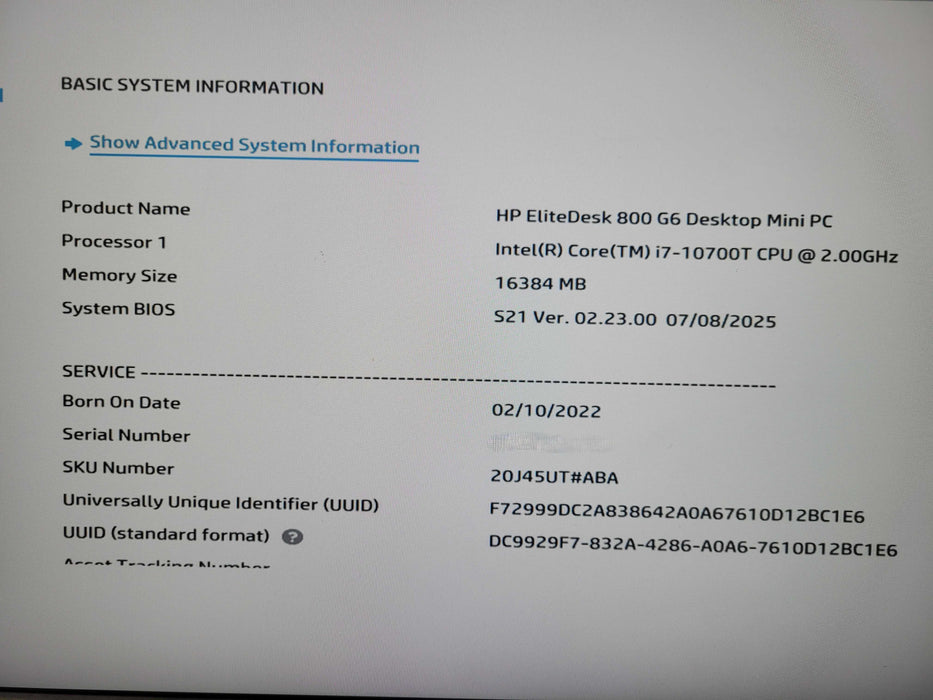 HP EliteDesk 800 G6 Mini PC | Intel Core i7-10700T, 16GB DDR4, 256GB NVMe  !
