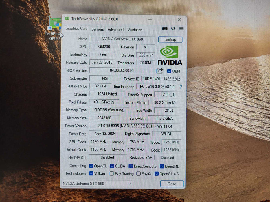 MSI GeForce GTX 960 2GB GDDR5 Graphics Card (GTX960) Q$