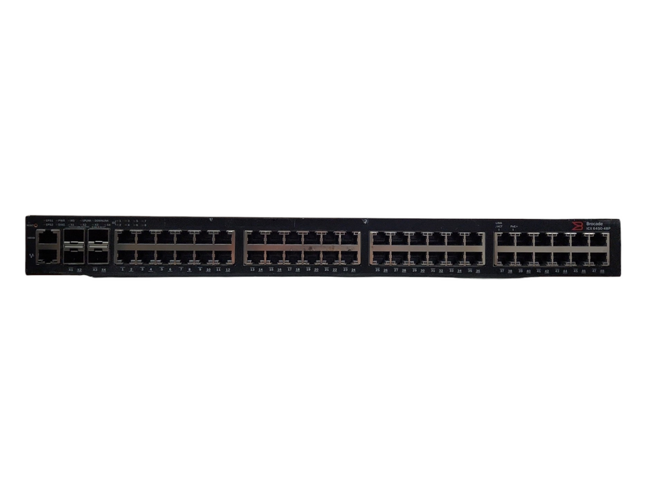 Brocade ICX6450-48P | 48-Port Gigabit PoE+ Switch | 4x 1/10G SFP+ Q