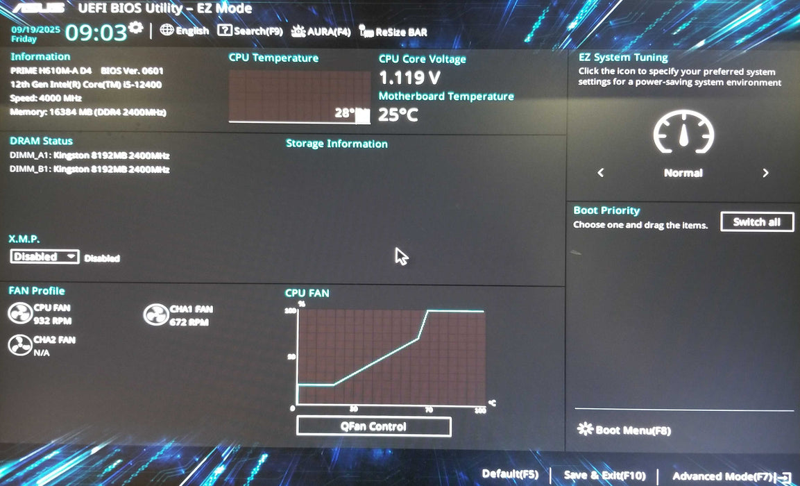 Custom Pc w/ Asus H610-A, 12th Gen i5-12400, 16GB RAM - No HDD