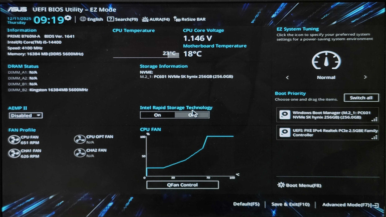 Custom PC, ASUS PRIME B760M-A, i5-14400, 16GB DDR5, 256GB NVMe